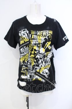 画像1: SEX POT ReVeNGe / ジップ配色プリントTシャツ M ブラック×イエロー O-25-07-07-025-SP-TS-IG-OS