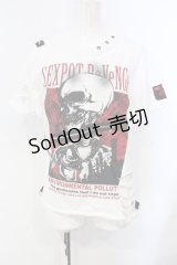 SEX POT ReVeNGe / ジップチェーンプリントダメージTシャツ M ホワイト O-25-07-07-028-SP-TS-IG-OS
