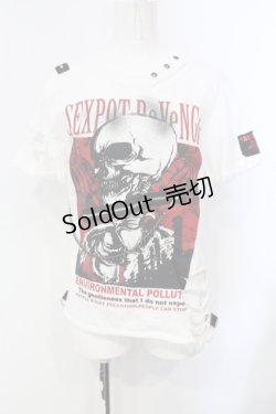 画像1: SEX POT ReVeNGe / ジップチェーンプリントダメージTシャツ M ホワイト O-25-07-07-028-SP-TS-IG-OS