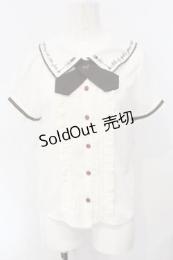 画像1: axes femme POETIQUE / スプーン＆フォーク刺繍ブラウス M オフ×ブラウン O-25-07-08-041-AX-BL-IG-OS