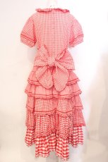 画像4: PINK HOUSE / レースアップギンガムワンピース  アカ O-25-07-08-054-LO-OP-IG-OS (4)