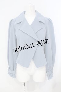 axes femme POETIQUE / ボリューム袖ショートジャケット M ブルー O-25-07-08-007-AX-JA-OW-OS