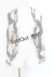 KANEKO ISAO / 大判ローズシフォンカーディガン  クロ×ピンク O-25-07-08-058-EL-TO-IG-OS