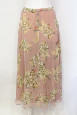 画像1: KANEKO ISAO / ブーケ柄シースルースカート  ピンク O-25-07-08-067-EL-SK-IG-OS