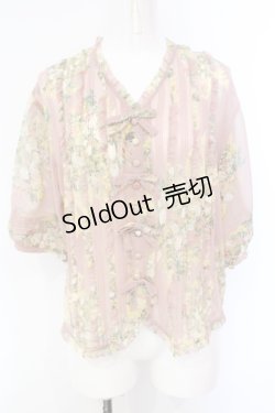 画像1: KANEKO ISAO / ブーケ柄シースルートップス  ピンク O-25-07-08-068-EL-BL-IG-ZI