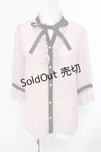 axes femme POETIQUE / ラメドット楊柳ブラウス M ピンク O-25-07-08-009-AX-BL-OW-OS