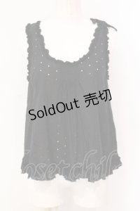 WONDERFUL WORLD / ドット透かしノースリーブブラウス  クロ O-25-07-08-075-LO-BL-IG-OS