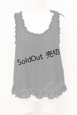 画像1: WONDERFUL WORLD / ドット透かしノースリーブブラウス  クロ O-25-07-08-075-LO-BL-IG-OS