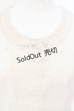 画像2: WONDERFUL WORLD / ピコフリルノーカラーブラウス  アイボリー O-25-07-08-080-LO-BL-IG-OS