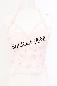 Bobon21 / ホルターネックレースアップミニ丈ビスチェ S チューリップ柄 O-25-07-08-113-EL-TO-IG-OS