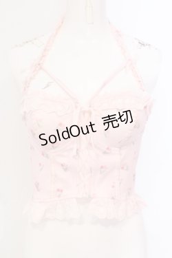 画像1: Bobon21 / ホルターネックレースアップミニ丈ビスチェ S チューリップ柄 O-25-07-08-113-EL-TO-IG-OS