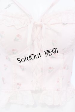 画像2: Bobon21 / ホルターネックレースアップミニ丈ビスチェ S チューリップ柄 O-25-07-08-113-EL-TO-IG-OS