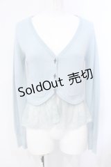 mon lily / クロスモチーフカーディガン M ブルーグリーン O-25-07-08-015-LO-TO-OW-OS