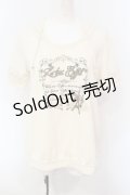 axes femme / ラメ英字プリント半袖パーカー  アイボリー O-25-07-08-118-AX-TO-IG-OS
