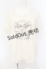 axes femme / ラメ英字プリント半袖パーカー  アイボリー O-25-07-08-019-AX-TO-IG-OS