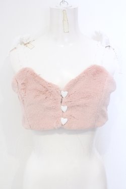 画像1: mon lily / リボンファーキャミソール M ピンク O-25-07-08-019-LO-TO-OW-OS