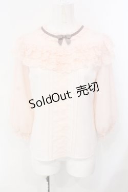 画像1: axes femme POETIQUE / レーシーフリルスタンドブラウス M ピンク O-25-07-08-024-AX-TO-OW-ZT055