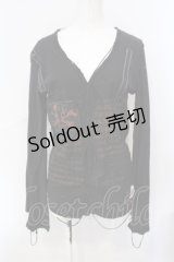 HIDEROCK Design / ダメージカットカーディガン  ブラック O-25-07-08-028-PU-TO-OW-OS