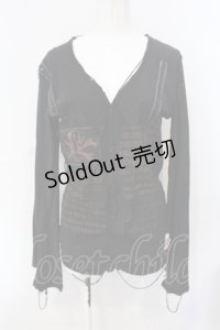 HIDEROCK Design / ダメージカットカーディガン  ブラック O-25-07-08-028-PU-TO-OW-OS