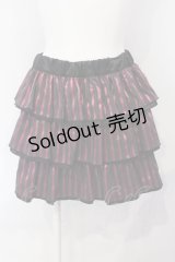 HELL CAT PUNKS / サテンストライプティアードスカート  ブラック×ピンク O-25-07-08-030-PU-SK-OW-OS