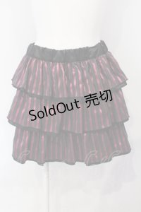 HELL CAT PUNKS / サテンストライプティアードスカート  ブラック×ピンク O-25-07-08-030-PU-SK-OW-OS