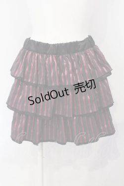 画像1: HELL CAT PUNKS / サテンストライプティアードスカート  ブラック×ピンク O-25-07-08-030-PU-SK-OW-OS