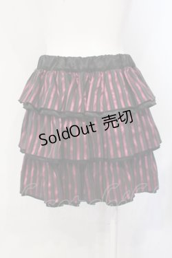 画像3: HELL CAT PUNKS / サテンストライプティアードスカート  ブラック×ピンク O-25-07-08-030-PU-SK-OW-OS