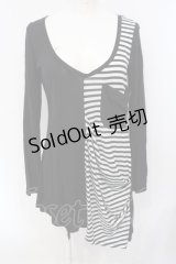 HELL CAT PUNKS / ボーダー切り替えカットソー  ブラック×ホワイト O-25-07-08-034-PU-TO-OW-OS