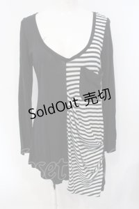 HELL CAT PUNKS / ボーダー切り替えカットソー  ブラック×ホワイト O-25-07-08-034-PU-TO-OW-OS