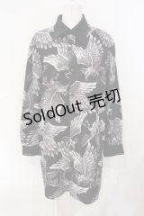 Drug Honey / スケルトン鬼鴉カフスビックシャツ  ブラック O-25-07-08-037-PU-BL-OW-OS