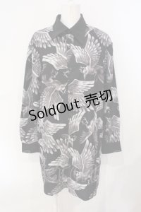 Drug Honey / スケルトン鬼鴉カフスビックシャツ  ブラック O-25-07-08-037-PU-BL-OW-OS