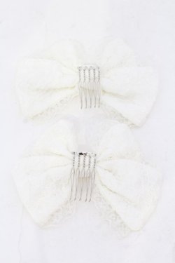 画像3: metamorphose / ラメ総レースパール付リボンコーム  シロ O-25-07-10-033-ME-AC-IG-OS