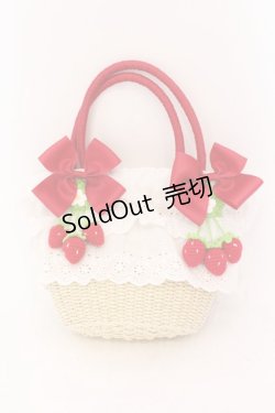 画像1: axes femme kawaii / いちごあみぐるみ付カゴバッグ  アカ×ナチュラル O-25-07-10-045-AX-BG-IG-OS