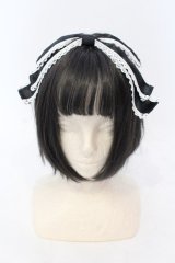 metamorphose / ダルサテンリボンカチューシャ  クロ×シロ O-25-07-10-010-ME-AC-IG-ZT271