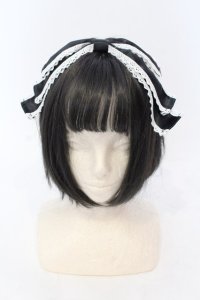 metamorphose / ダルサテンリボンカチューシャ  クロ×シロ O-25-07-10-010-ME-AC-IG-OS