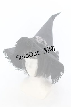 画像1: ALICE and the PIRATES / Sweet Rose 魔女ハット  クロ O-25-07-10-013-PA-AC-OW-ZT-K011