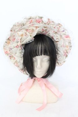 画像1: metamorphose / 花柄ハーフボンネット  アイボリー×ピンク O-25-07-10-020-ME-AC-IG-OS