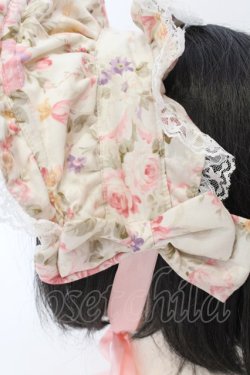 画像4: metamorphose / 花柄ハーフボンネット  アイボリー×ピンク O-25-07-10-020-ME-AC-IG-OS