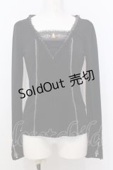 OZZ ANGELO / ストーン付き切り替えカットソー  ブラック O-25-07-11-001-OO-TO-IG-OS