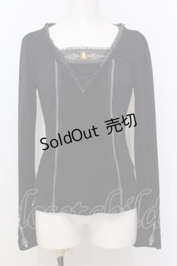 画像1: OZZ ANGELO / ストーン付き切り替えカットソー  ブラック O-25-07-11-001-OO-TO-IG-OS