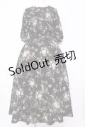 KANEKO ISAO / モノクロローズブーケワンピース  クロ O-25-07-11-028-EL-OP-IG-OS