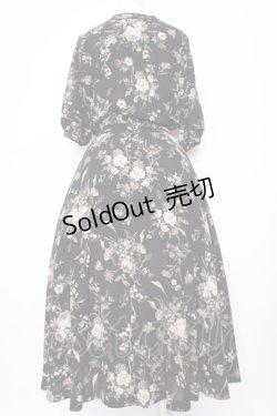 画像4: KANEKO ISAO / モノクロローズブーケワンピース  クロ O-25-07-11-028-EL-OP-IG-OS