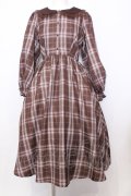 m petit by misako / マイメロチェックフレアワンピース L ピンク×ブラウン O-25-07-11-033-LO-OP-OW-OS