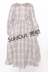 m petit by misako / マイメロチェックフレアワンピース L ピンク×ブラウン O-25-07-11-033-LO-OP-OW-OS