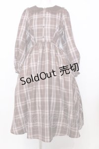 m petit by misako / マイメロチェックフレアワンピース L ピンク×ブラウン O-25-07-11-033-LO-OP-OW-OS
