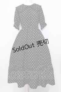 m petit by misako / 梨地水玉半袖ワンピース L クロ O-25-07-11-035-LO-OP-OW-OS