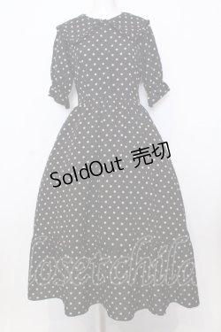 画像1: m petit by misako / 梨地水玉半袖ワンピース L クロ O-25-07-11-035-LO-OP-OW-OS