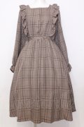 m petit by misako / チェック長袖ワンピース M ブラウン O-25-07-11-037-LO-OP-OW-OS