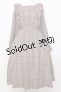 m petit by misako / チェック長袖ワンピース M ブラウン O-25-07-11-037-LO-OP-OW-OS