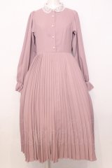 m petit by misako / レース襟プリーツワンピース M ピンク O-25-07-11-038-LO-OP-OW-OS